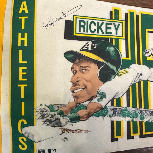 Vintage Rickey Henderson Salem 90s Pennant Banner Oakland Athletics Baseball MLB - Picture 4 of 13